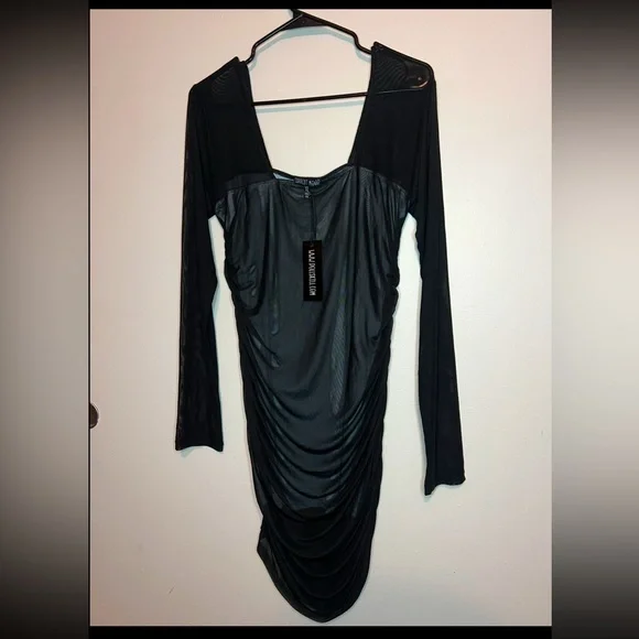 Dolls kill black laced mini dress goth style new with tags size XL long sleeve - Picture 1 of 8